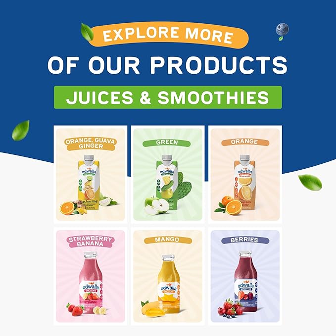 Odwalla Smoothie - Fruit Smoothie Mix Ready to Drink Juice Blend No Added Sugar No preservatives - 13.9 oz Glass Bottles - Strawberry Banana