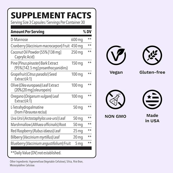 Urinari-X Extra Strength with Enhanced Comfort - Urinary Tract Support - Fast UTI Relief - Vitamin Supplement for Bladder Function - D-Mannose Cranberry Pinebark Uva Ursi &amp Grapefruit - 90 Caps
