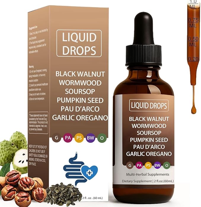 Vello Black Walnut Wormwood Gut Cleanse Wormwood Black Walnut Clove Drops Gentle Gut Cleanse &amp Health &amp Absorption with Pumpkin SeedPAU D'arco Soursop (1)