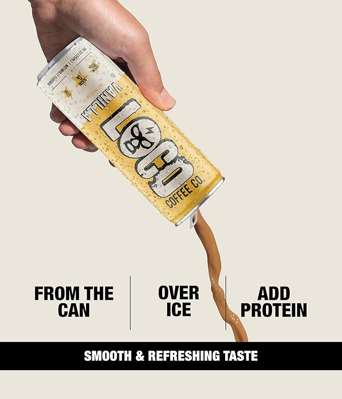 Loco Coffee Vanilla Latte 11 Ounce Can 12 Count | Zero Sugar 200mg Caffeine | Gluten Free and Dairy Free | Low Calorie Iced Coffee