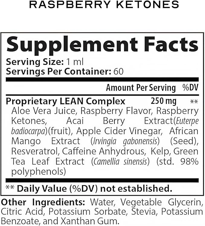 Apple Cider Vinegar Raspberry Ketone Weight Loss Drops Keto Appetite Suppressant Fat Burner Diet Energy Supplement Metabolism Booster for Women and Men Slim Faster Than Gummy Pill Capsule Tea 60 ml