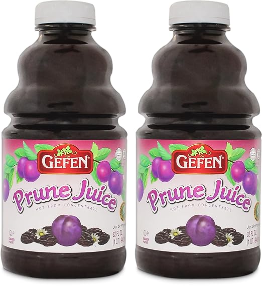 Gefen All Natural Prune Juice 32oz (2 Pack) Not from Concentrate | Kosher (Including Passover)