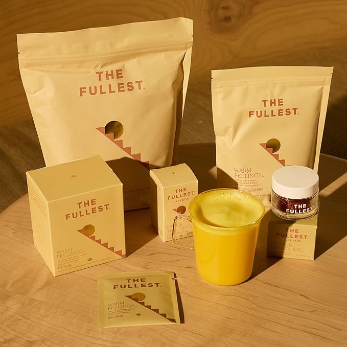 THE FULLEST - Saffron Latte 10 Single-Serving Sachets - Saffron Cardamom and Coconut Milk Based Wellness Powder for Mood and Sleep Support Sugar-Free Vegan and Gluten-Free