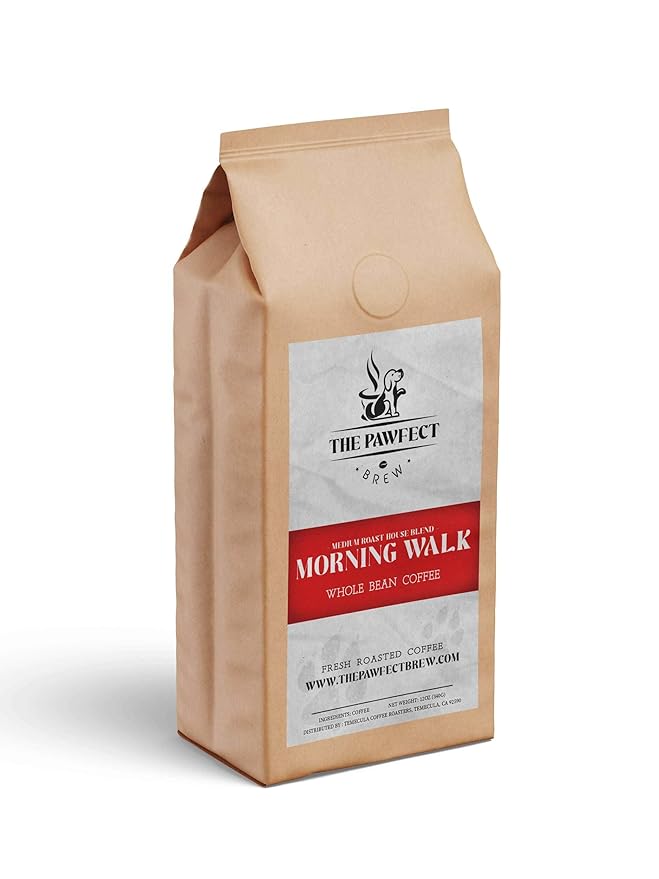 Dog Lover's Coffee Morning Walk Breakfast Blend by The Pawfect Brew | Medium Roast Whole Bean Coffee 1lb| Specialty-Grade Central &amp South American | 25% of profits donated to to Animal Rescue