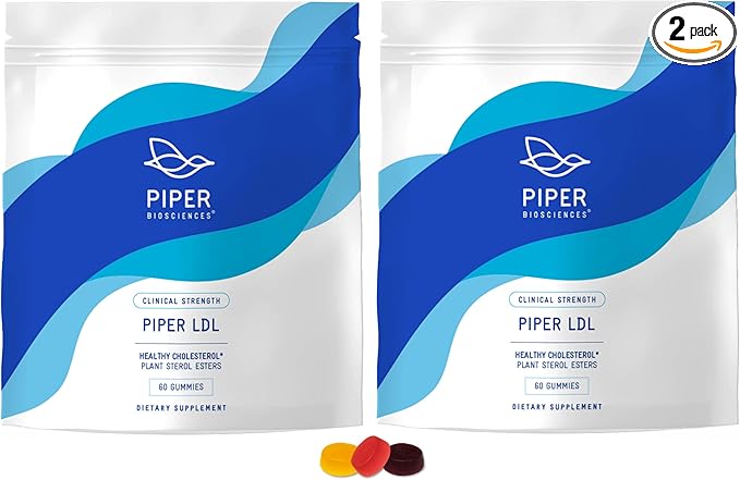 Piper LDL Clinical Strength Healthy Cholesterol Gummies (2280 mg Plant Sterol Esters Per Day): Two Packs Each with 60 Gummies Vegan 30 Day Supply