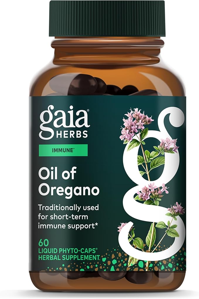 Gaia Herbs Oil of Oregano - Immune &amp Antioxidant Support Supplement - with Oregano Oil Carvacrol &amp Thymol* - 60 Vegan Liquid Phyto-Caps (60 Servings)