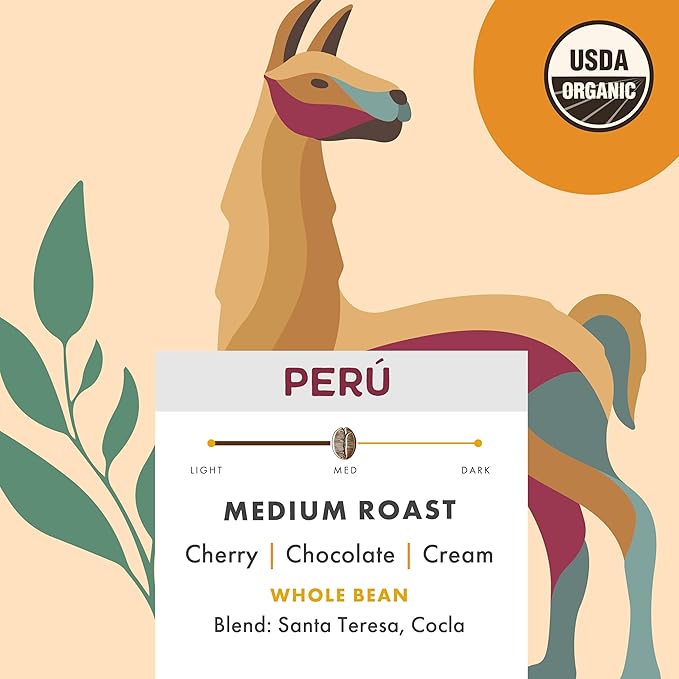 Pachamama Organic Coffee - Medium Roast Whole Bean Coffee Bundle - 2x10 oz bags - Peru + Guatemala - Farmer Owned &amp Regenerative