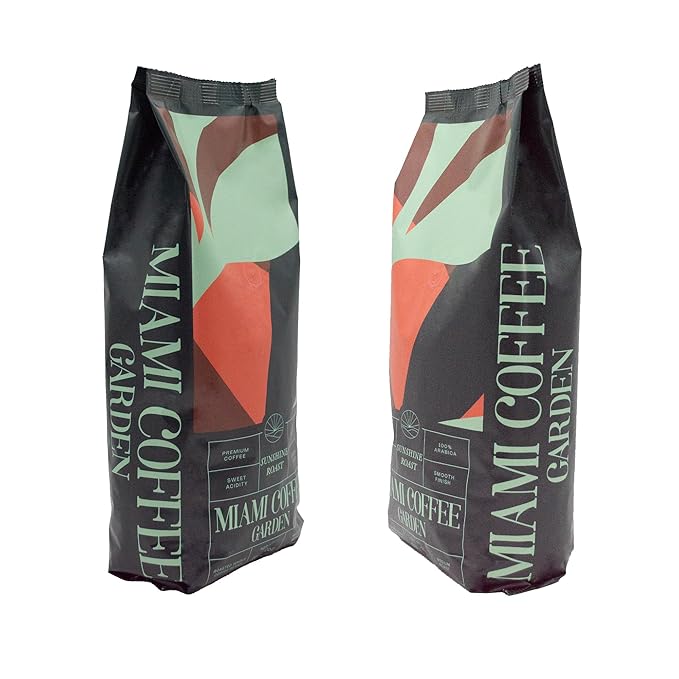 Miami Coffee Garden Sunshine Roast Brazilian Premium Coffee Rich and Balanced 100% Arabica Beans Low Acid Single Origin Finest Coffee Whole Beans 2 Lb Bag
