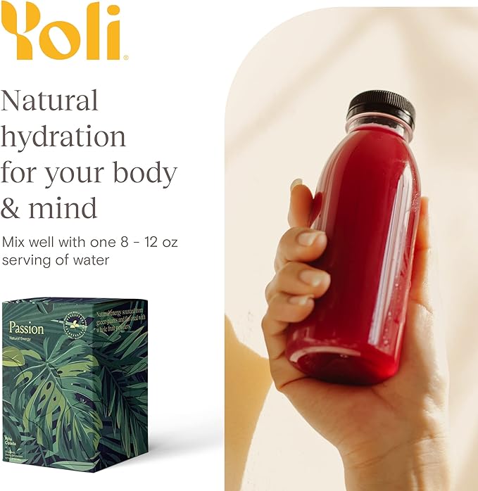 Yoli® Passion Energy Drink Powder Mix - Natural Energy Drink Mix for Endurance and Stamina 30 Packets - Pina Colada Flavor