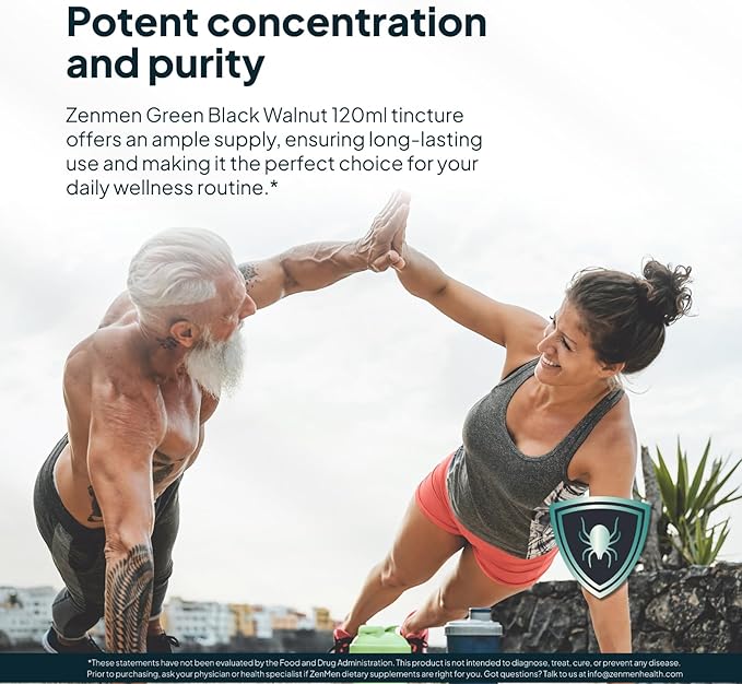 Zenmen Organic Green Black Walnut Hull Tincture - Highly Potent Formula Source of Antioxidants - 4.97 fl oz / 120ml Vegan Manufactured in The USA