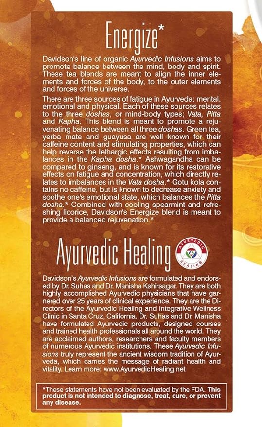 Davidson's Organics Ayurvedic Infusions Energize 25-count Tea Bags Pack of 6