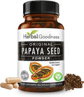 Herbal Goodness Papaya Seeds Powder Capsules - 600mg x 60 Pills Organic Papaya Digestive Enzymes (Papain) | Supports Gut Health Digestion &amp Colon Cleanse Broom 100% Natural Gluten Free Non-GM