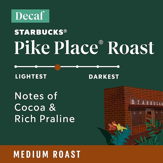Starbucks Ground Coffee Medium Roast Hot or Iced Coffee Decaf Pike Place Roast Six 12 oz Bags
