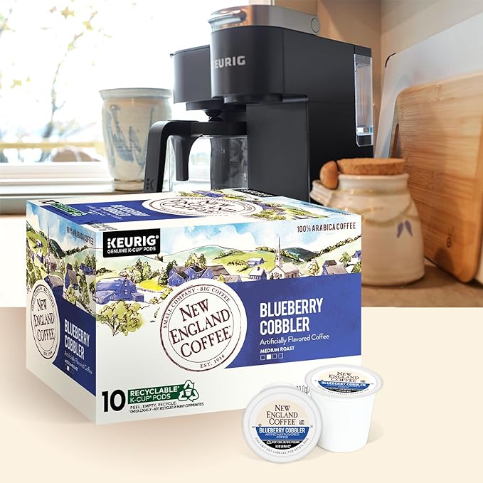 New England Coffee Blueberry Cobbler Medium Roast Single Serve Pods 10ct Box (Pack of 6)