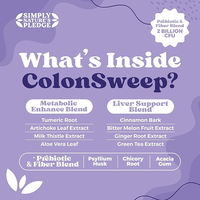 ColonSweep - Strawberry Flavored Probiotic Psyllium Husk Powder Colon Cleanser7.8 oz. Fiber Supplement Support for Gut Health - Cleanse for Bloating Relief &amp Detox- 30 Servings (Pack of 2)