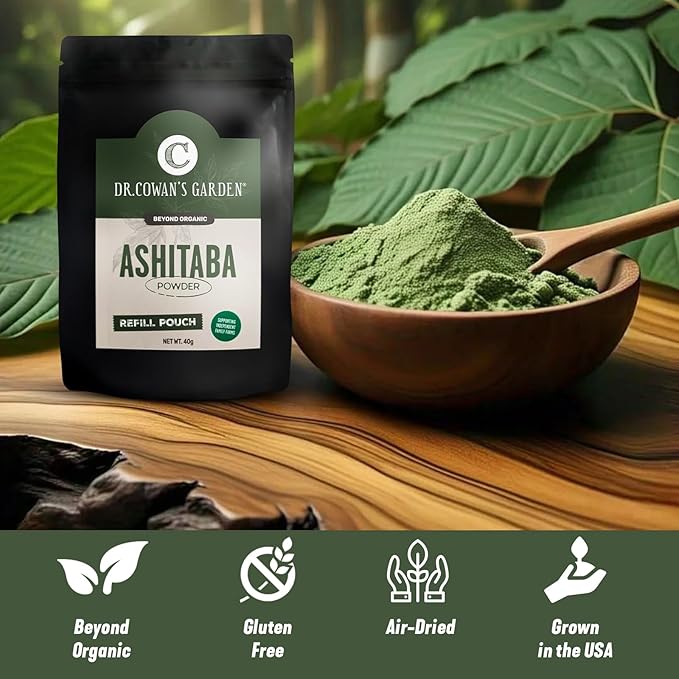 Dr. Cowan's Garden Ashitaba Powder – Premium Sun-Dried Ashitaba Leaves – Small-Batch Herbal Superfood – Pure Ashitaba Powder for Daily Vitality Digestion Support (20 Servings)