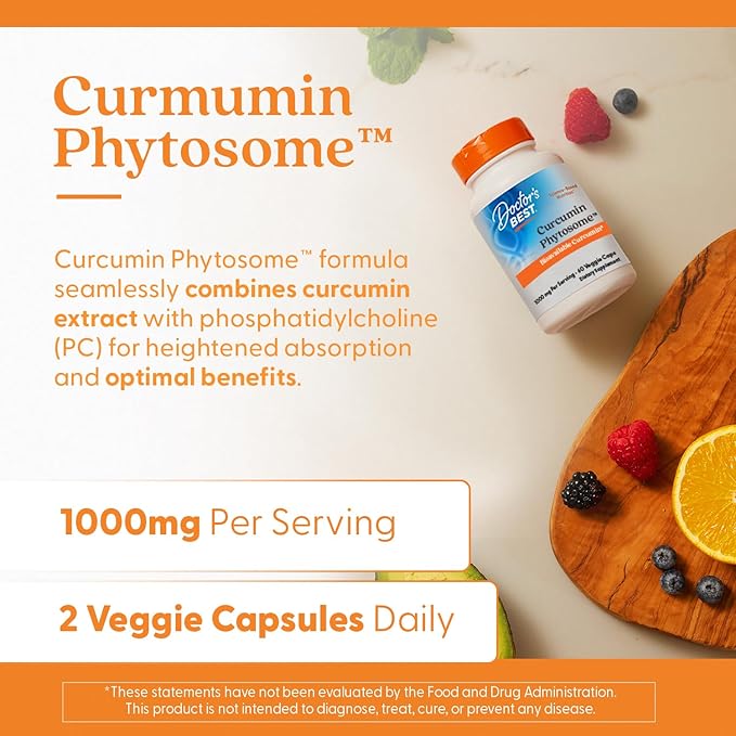 Doctors Best Curcumin Phytosome Bioavailable Curcumin Non-GMO Gluten Free Soy Free Vegan 60 Veggie Caps