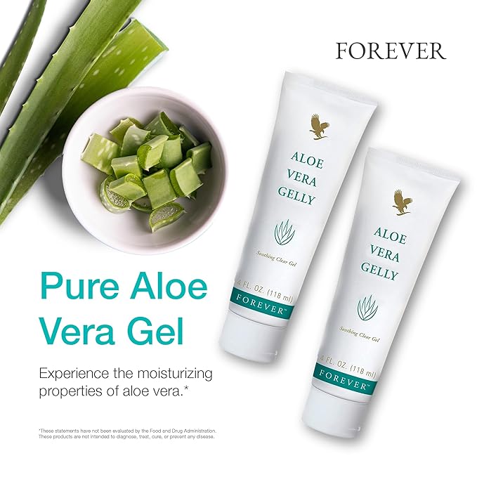 Forever Living - Aloe Vera Gelly - Pure Aloe Gel to Sooth Moisturize and Condition - Vegan and Gluten-Free - 4 fl oz (Pack of 2)