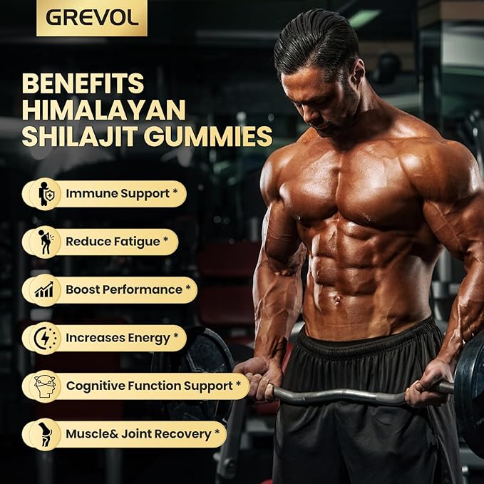 Himalayan Shilajit Gummies with Ashwagandha - Fulvic Acid &amp 85+ Trace Minerals - No Added Sugar - Shilajit for Men &amp Women - 60 Gummy