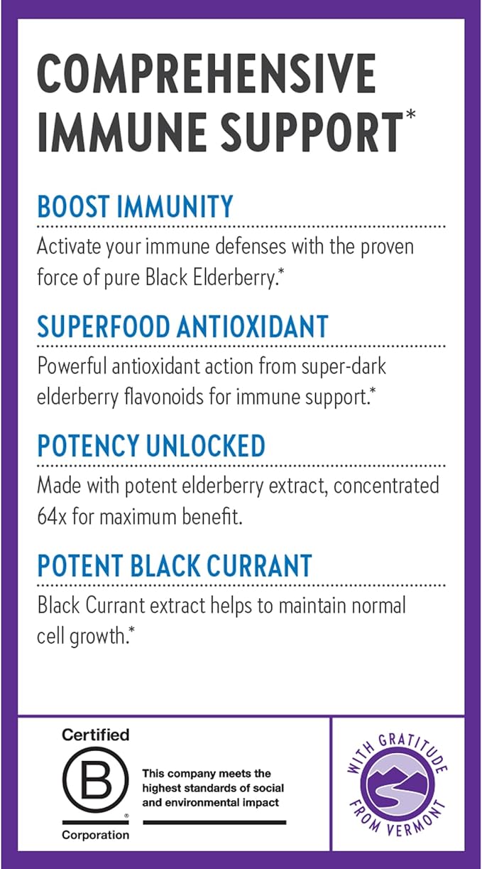 New Chapter Vegan Elderberry Capsules with 64x Concentrated Black Elderberry + Black Currant for Comprehensive Immune Support Non-GMO Project Verified Gluten Free Certified Vegan 30 Count