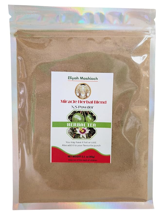 Eliyah Mashiach Miracle Herbal Blend Tea NS Powder Natural Ingredients with Skullcap Ginkgo Biloba 2.1 oz Sugar-Free