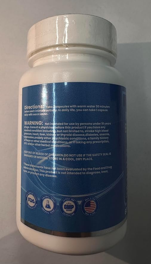 New Male Enhancing Supplement Designed to be Fast Acting for Blood Flow to Gain Length &amp Girth + Stamina Maca Epimedium and Other Natural Ingredients 3rd Party Tested Supplement 60 Tablets