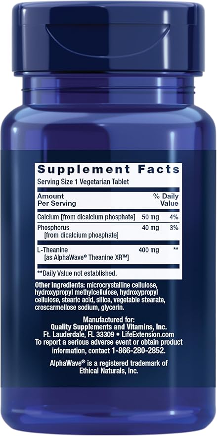 Life Extension Theanine XR™ Stress Relief – L-Theanine – Promotes a Calm Response to Daytime Stress-– Non-GMOGluten-FreeVegetarian-– 30 Tablets(Pack of 2)