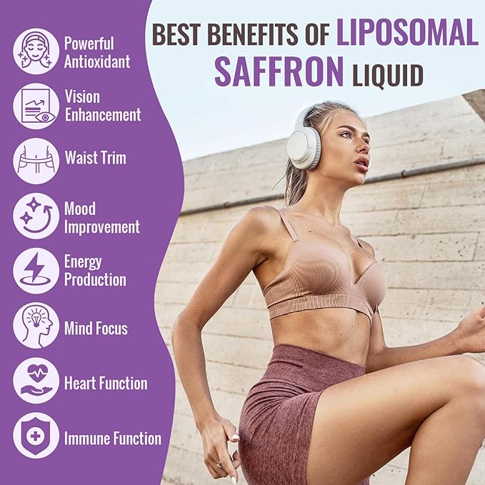 Resciency Liposomal Saffron Supplements Drops 88.5mg – High Bioavailability Liquid Saffron Extract for Mood Support Energy Focus &amp Vision with Ashwagandha Magnesium Zinc B12 &amp D3 2 fl oz