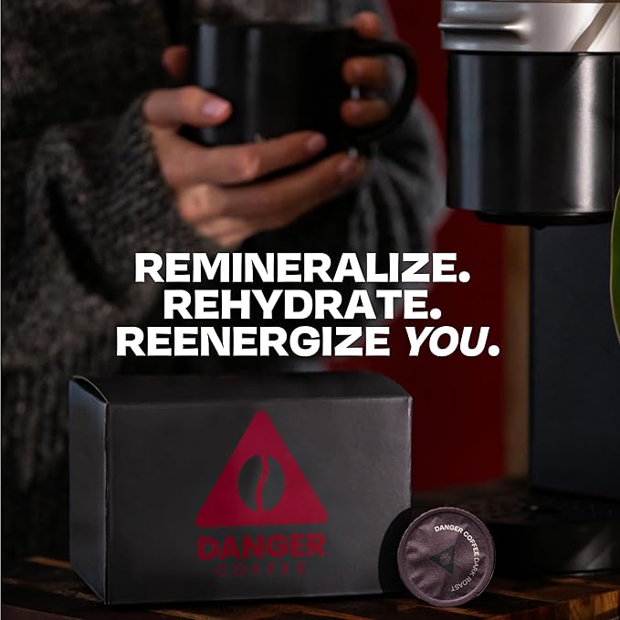 Danger Coffee by Dave Asprey Remineralized Mold Free &amp Lab Tested Compostable Pods | Dark Roast 12 Pods