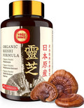 Japanese Reishi Mushroom Supplement 800mg with Reishi Mushroom Extract 500mg &amp Shell-Broken Spores 200mgOrganic Mushroom Capsules for Immune System - Real Fruiting Body (Pack of 1)