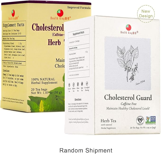 Health King Cholesterol Guard Herb Tea Teabags 20-Count Box (Pack of 4)