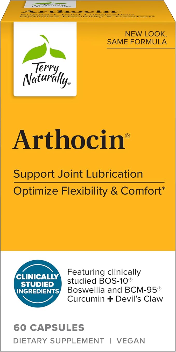 Terry Naturally Arthocin - Boswellia Serrata Capsules with Devil's Claw &amp Curcumin - Supplement to Support Joint &amp Spine Health - Herbal Supplement Aids Comfort &amp Absorption - 60 Capsules