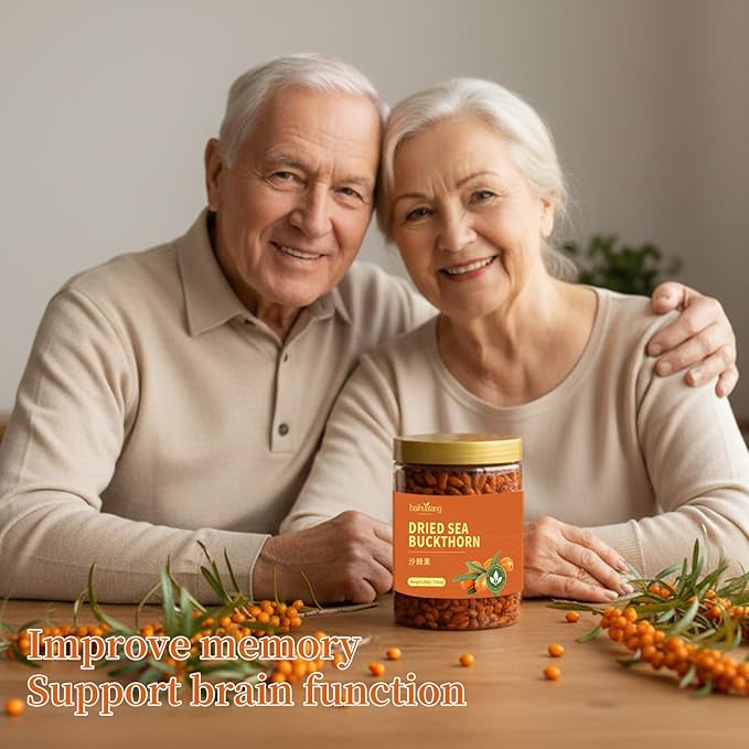 Baihuatang Dried Sea Buckthorn Berries 7.05oz/200g No AdditivesTart &amp Tangy Flavor Premium Hand-Picked Whole Fruits Sea Buckthorn Tea 沙棘