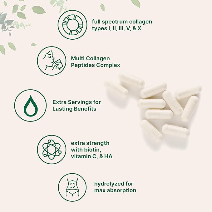 Micro Ingredients Multi Collagen Pills for Women &amp Men 240 Capsules | Type I II III V X | Hydrolyzed Peptides with Biotin Hyaluronic Acid &amp Fat Soluble Vitamin C Complex | Non-GMO Fill