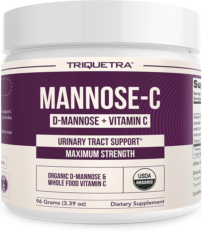 Mannose-C - Organic D Mannose Powder + Whole Food Vitamin C Natural UTI Support Supplement to Flush &amp Cleanse Urinary Tract Certified Organic Urinary Health for Women Vegan Non-GMO (60 Serving