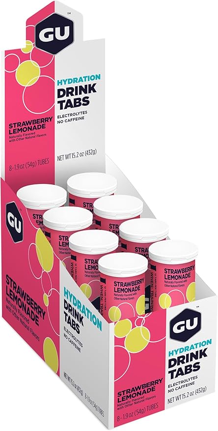 GU Energy Hydration Electrolyte Drink Tablets Enhanced Endurance Sports Drink for Running Cycling Triathlon 4-Count (48 Servings) Strawberry Lemonade