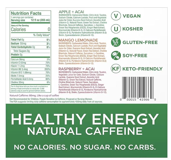 Aspire Healthy Energy Drinks Variety Pack 15 pk./12 oz