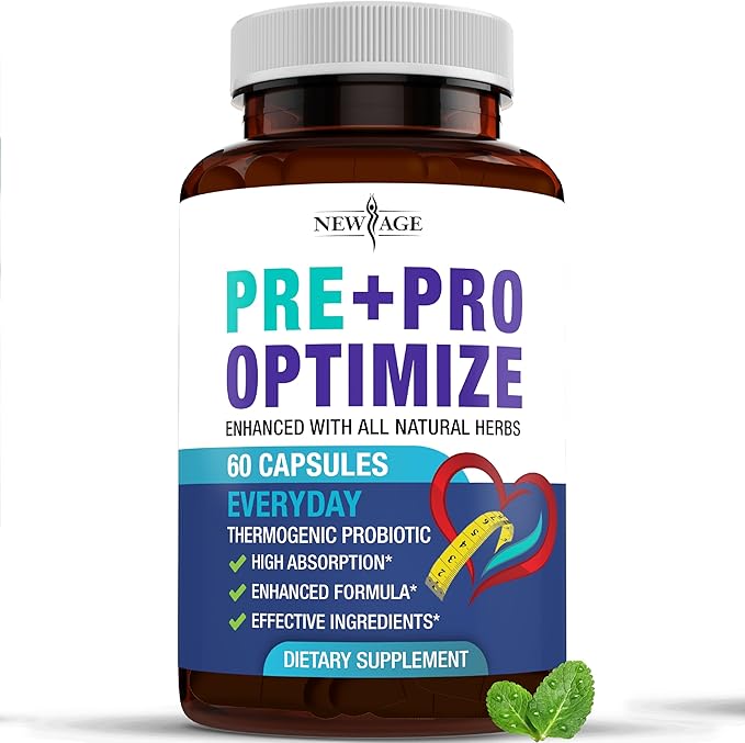 NEW AGE Pro Optimize Probiotics for Women Menopause Digestive Health - Support for Bloating Hot Flashes Joint Support Night Sweats - Gut Health &amp Metabolism - Dong Quai (60 (Pack of 1))