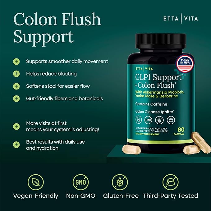 Colon Cleanse + GLP-1 Supplement Weight Loss &amp Energy - Appetite Suppressant &amp Fat Burner for women and men with Berberine Yerba Mate Psyllium Husk Senna Leaf Lemon Black Garlic - Digesti