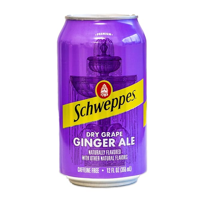 Dry Grape Ginger Ale - Refreshing Crisp Delicious - 12 12oz Cans