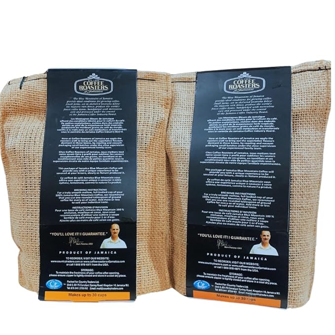 100% Jamaica Blue Mountain Coffee - 8 oz bag - whole beans ( 2 pack)
