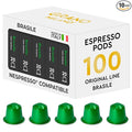 Grano Milano Brasile Coffee Capsules - 100 Aluminum Coffee Pods Compatible with Nespresso Original line100% Arabica Medium Roast - Intensity 7/12 Made in Italy