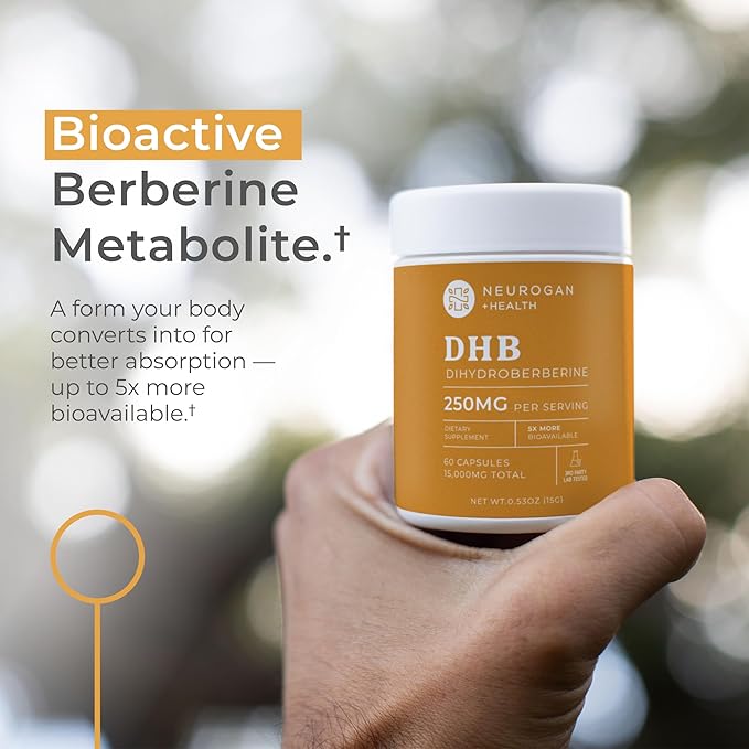 Neurogan Dihydroberberine Supplement Capsules - High-Potency 250mg Per Serving - Bioavailable Berberine Metabolite for Metabolic Function Heart Health &amp Nutrient Utilization - Made in USA