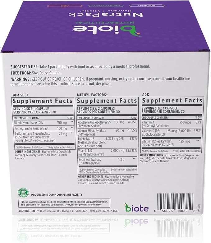 Biote Nutraceuticals - NutraPack - Hormone Balance + Vitality Support (Daily Packets 30-Day)