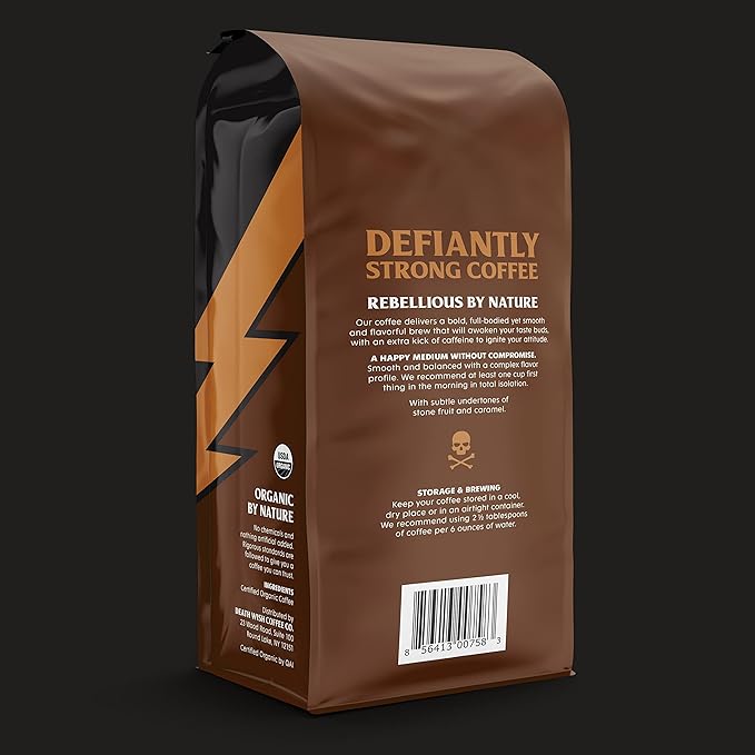 Death Wish Coffee Co. Ground Coffee Bundle Includes 1 Pack of Dark Roast (16 oz) and 1 Pack of Medium Roast (16 oz)