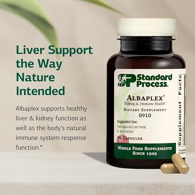 Standard Process Albaplex - Liver &amp Immune Health Dietary Supplement - Contains Vitamins A B6 &amp C - Non-Dairy- 90 Capsules (45 Servings)