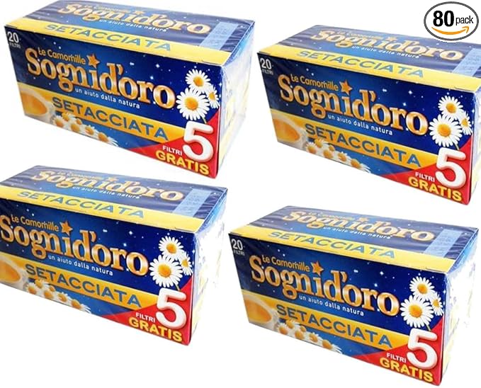 Camomille (Chamomile) Sogni D'oro 20 Bustine 4 Packs 80 Tea Bags Imported Italian Sweet Dreams