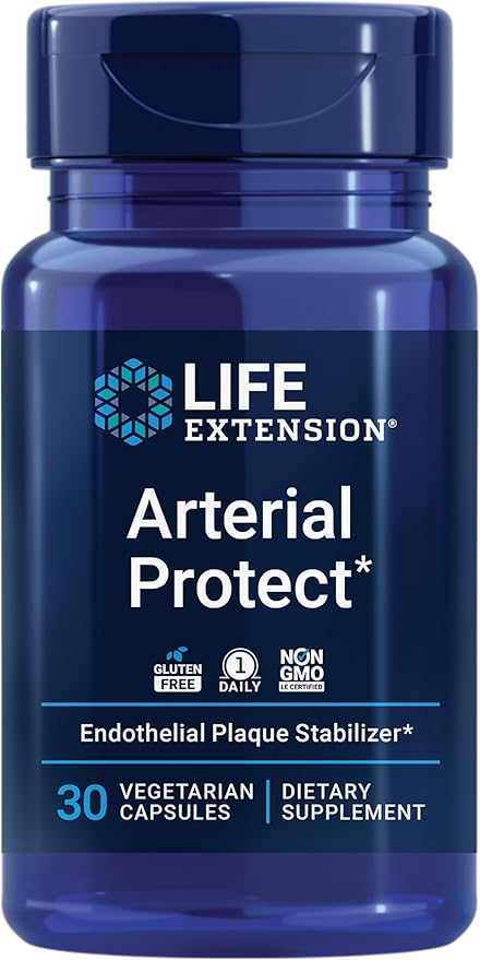 Life Extension Arterial Protect - Blood Pressure Supplement for Heart Health - with gotu kola and Pycnogenol Dried French Maritime Pine bark extracts - Gluten-Free Non-GMO Vegetarian - 30 Capsules