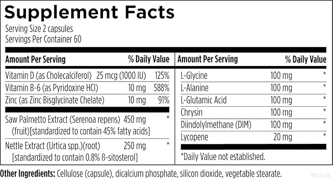 Designs for Health Saw Palmetto Prostate Supplement for Men - Prostate Supreme with Saw Palmetto DIM Vitamins Nettle Zinc + Chrysin - Non-GMO Soy Free (120 Capsules)
