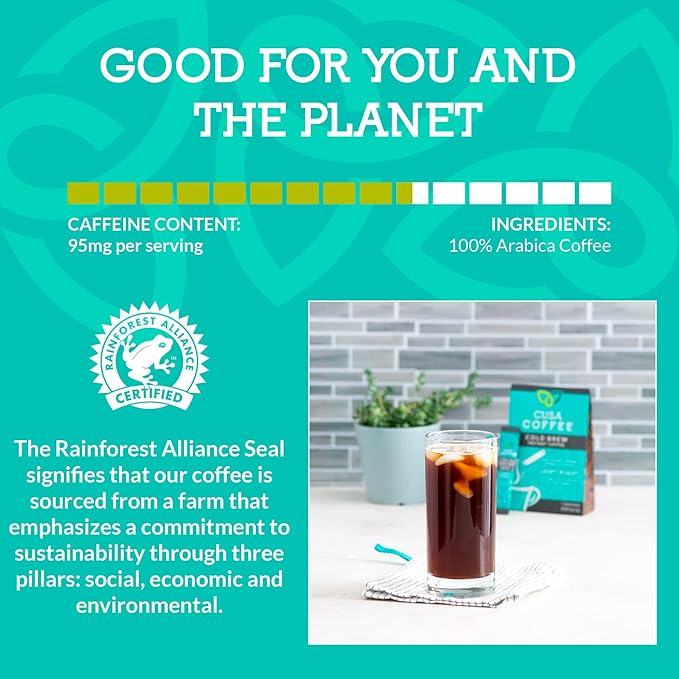Cusa Tea &amp Coffee | Premium Instant Light Roast | Rainforest Alliance Certified Arabica Beans | Hot or Cold Brew Drink Mix Packets (7 Single Servings)